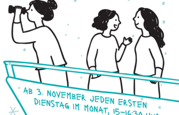 Logo auf dem Plakat des Frauenschiffs im Kirchenschiff